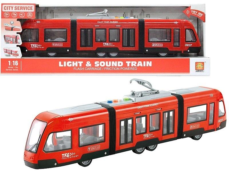 Tramwaj z napędem czerwony Adar - model lub pojazd