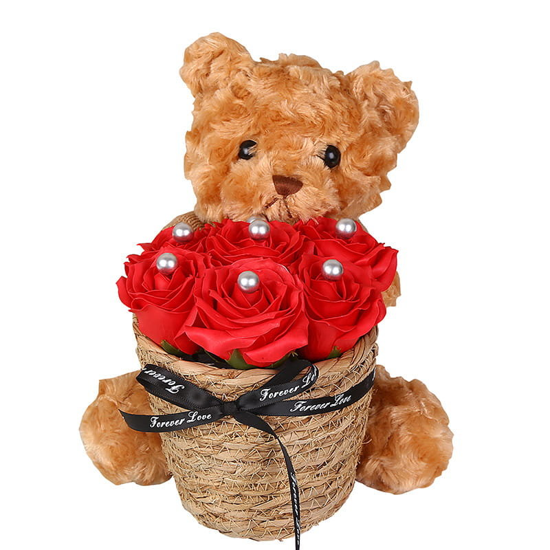 Uroczy Miś z francuskimi kwiatami mydlanymi