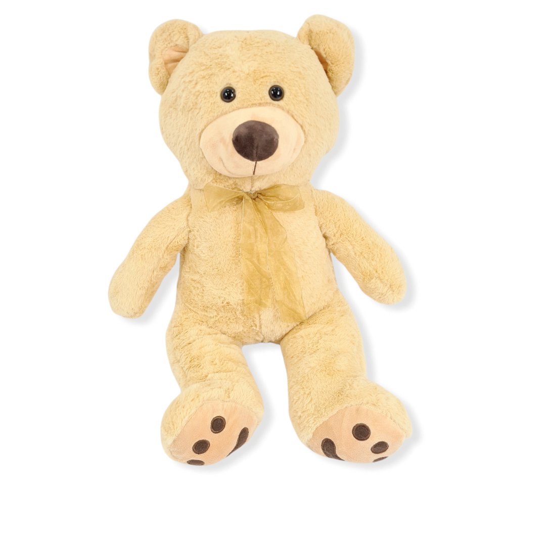 Duży pluszowy klasyczny misiek 70 cm Beżowy z wstążką jasną
