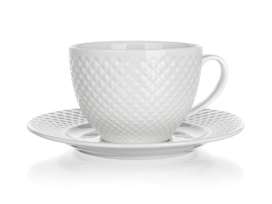 Komplet filiżanka + talerzyk ceramiczne 220ml DIAMOND Vetro