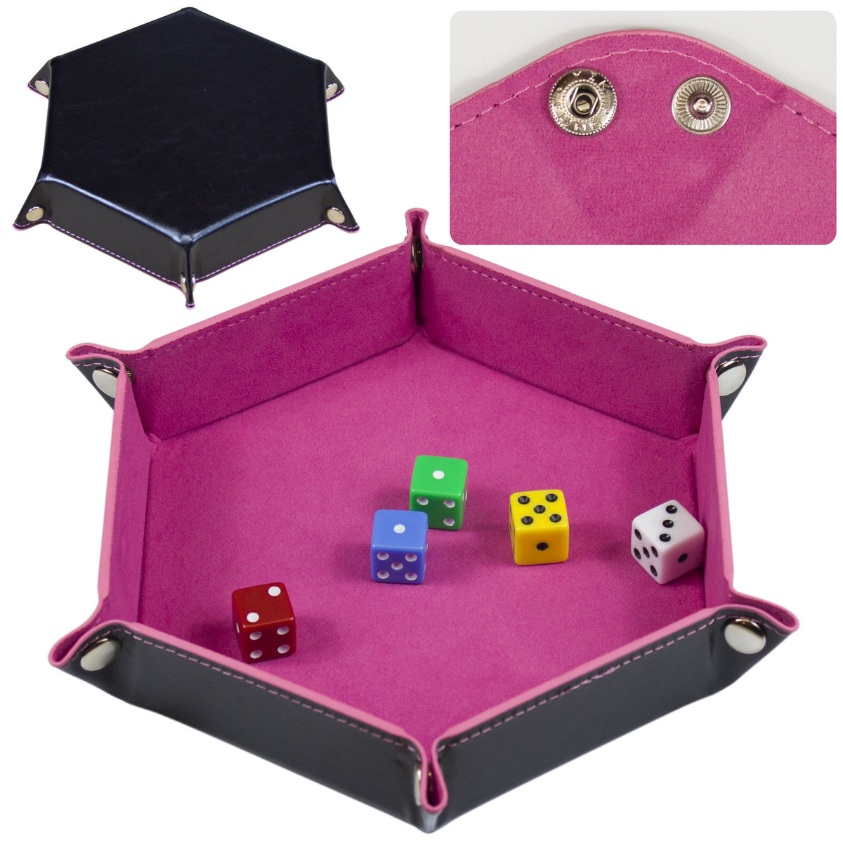 Tacka na Kości Różowa Pink Sześciokątna Hex Dice Tray RPG gry planszowe