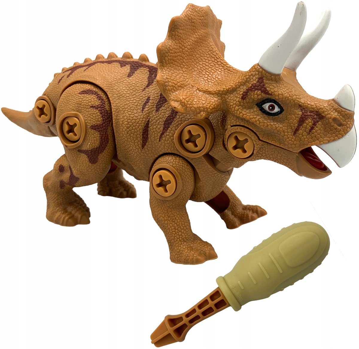 Dinozaur triceratops klocki do skręcania ze śrubokrętem