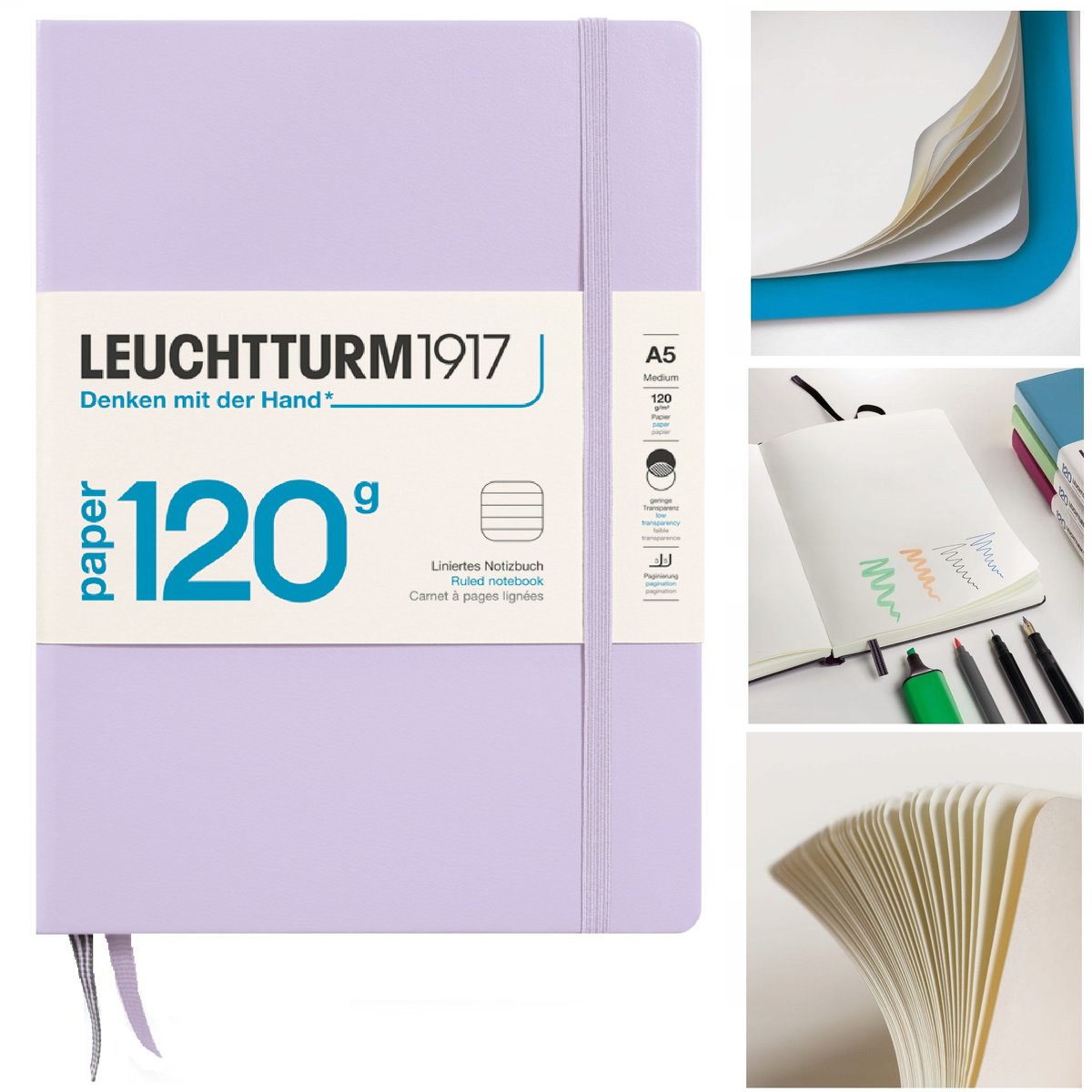 LEUCHTTURM1917 Notatnik Notes A5 Linia 120 g brulion w linię LILAC