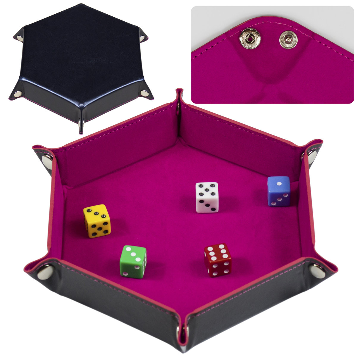Tacka na Kości Ciemnoróżowa Rose Red Sześciokątna Hex Dice Tray RPG gry planszowe