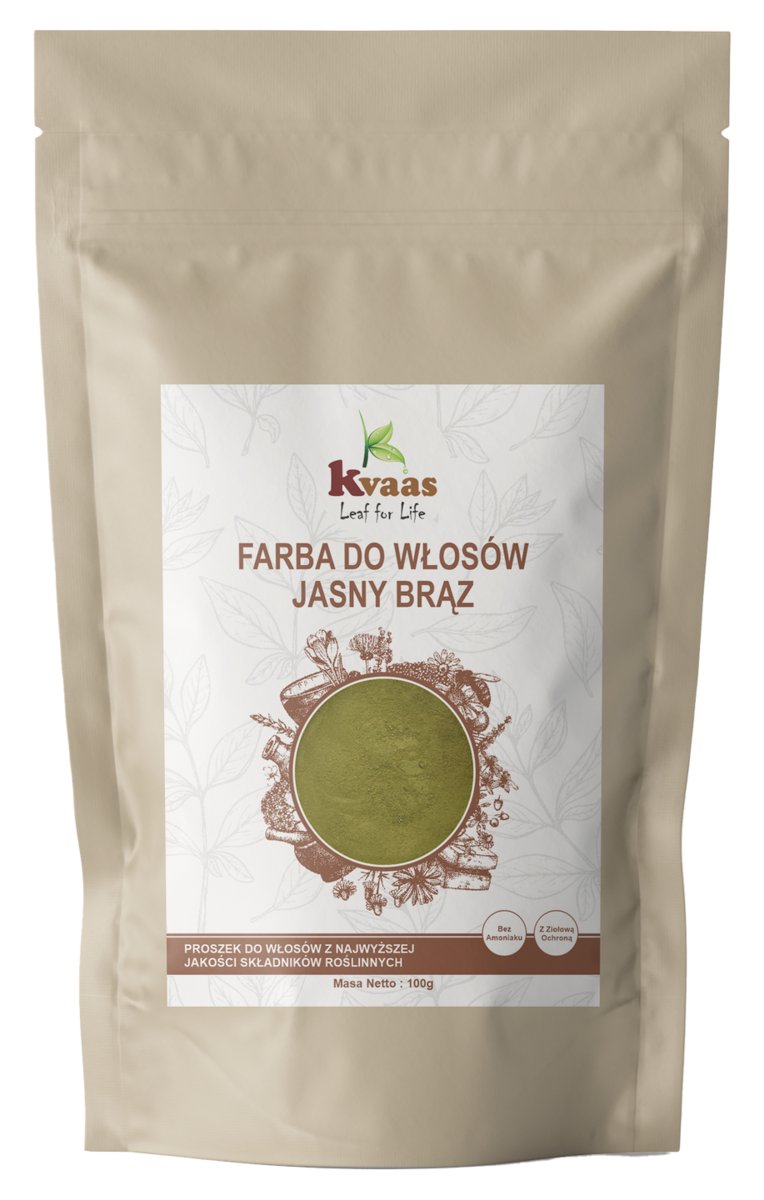 KVAAS FARBA HENNA DO WŁOSÓW JASNY BRĄZ 100g