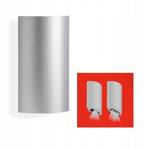 Kinkiet LED Zewnętrzny Srebrny Ip44 2X3W 4000K Lampa Elewacyjna Góra/Dół