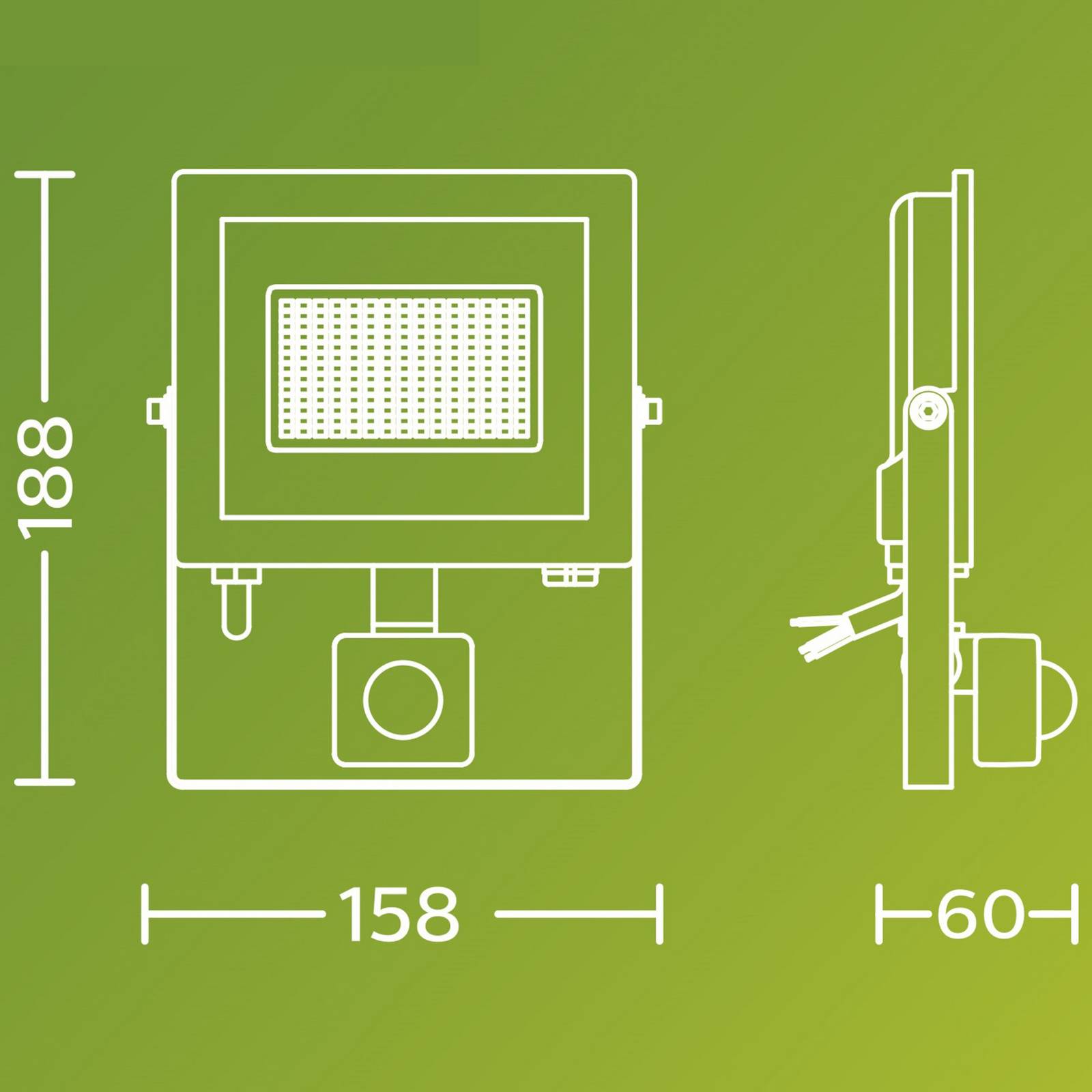Philips Reflektor zewnętrzny LED Lois UE Sensor, 14 W, 3000 K IP65 flood, czarny, aluminium