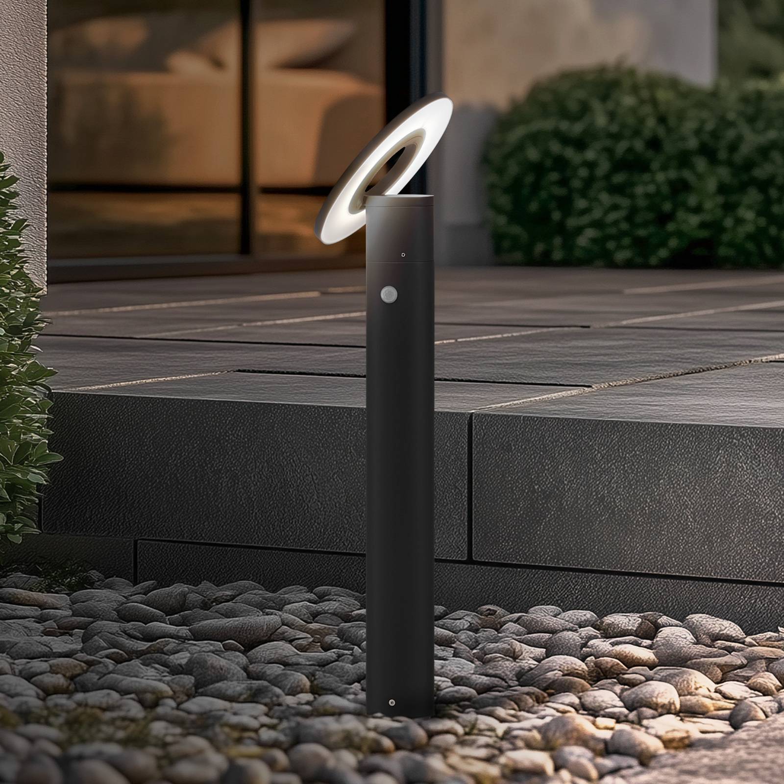 Arcchio Słupek oświetleniowy LED Tovio, antracyt, Ø 24 cm, czujnik