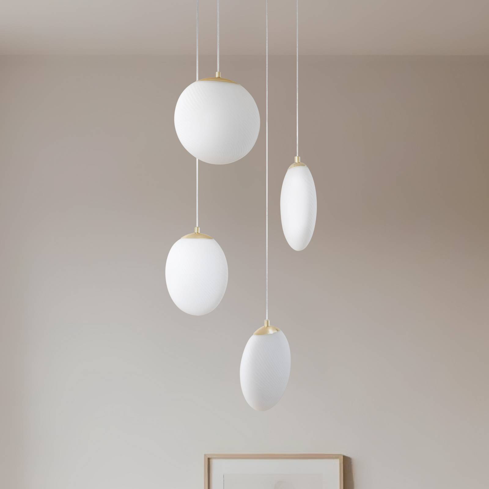 Lampa wisząca szklana Lunelle Lucande, możliwość ściemniania, salon / jadalnia, szkło, nowoczesny