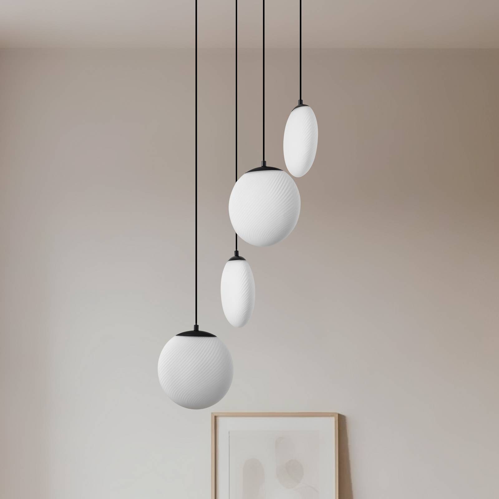 Lampa wisząca szklana Lunelle Lucande, możliwość ściemniania, salon / jadalnia, szkło, nowoczesny