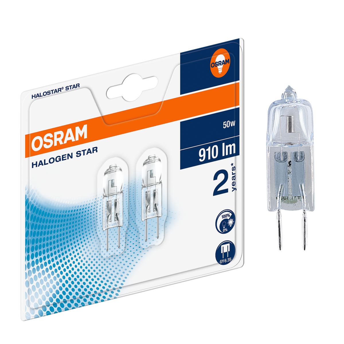 Żarówka halogenowa GY6.35 2 szt. 50 W 910 lm Ciepła biel Osram