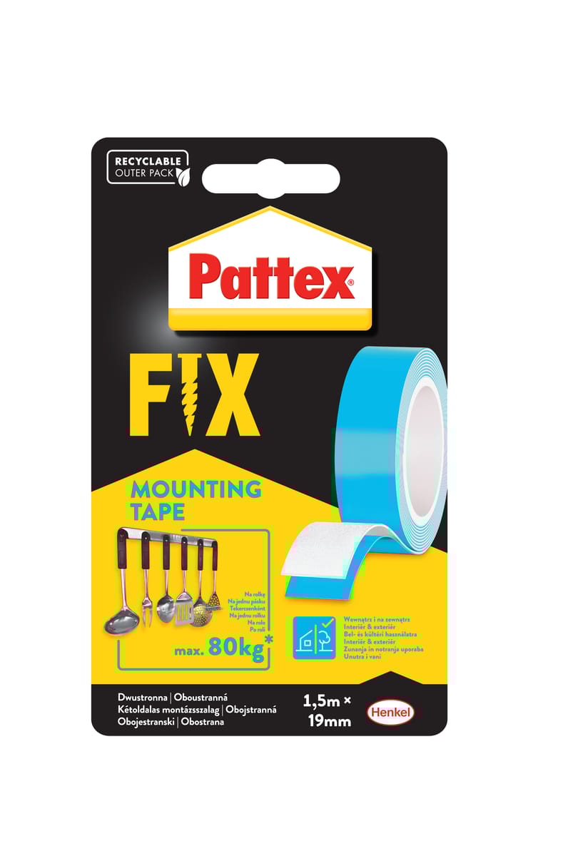 Taśma naprawcza dwustronna FIX 19 mm x 1.5 m niebieska PATTEX