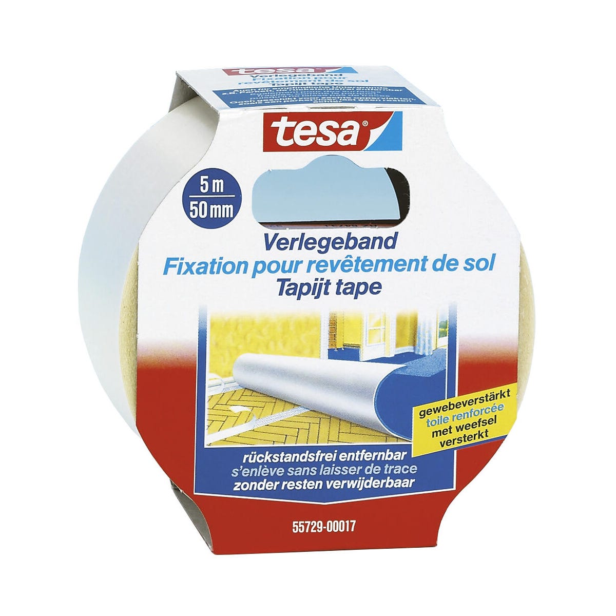 Taśma klejąca dwustronna do wykładzin 5 m x 50 mm usuwalna TESA