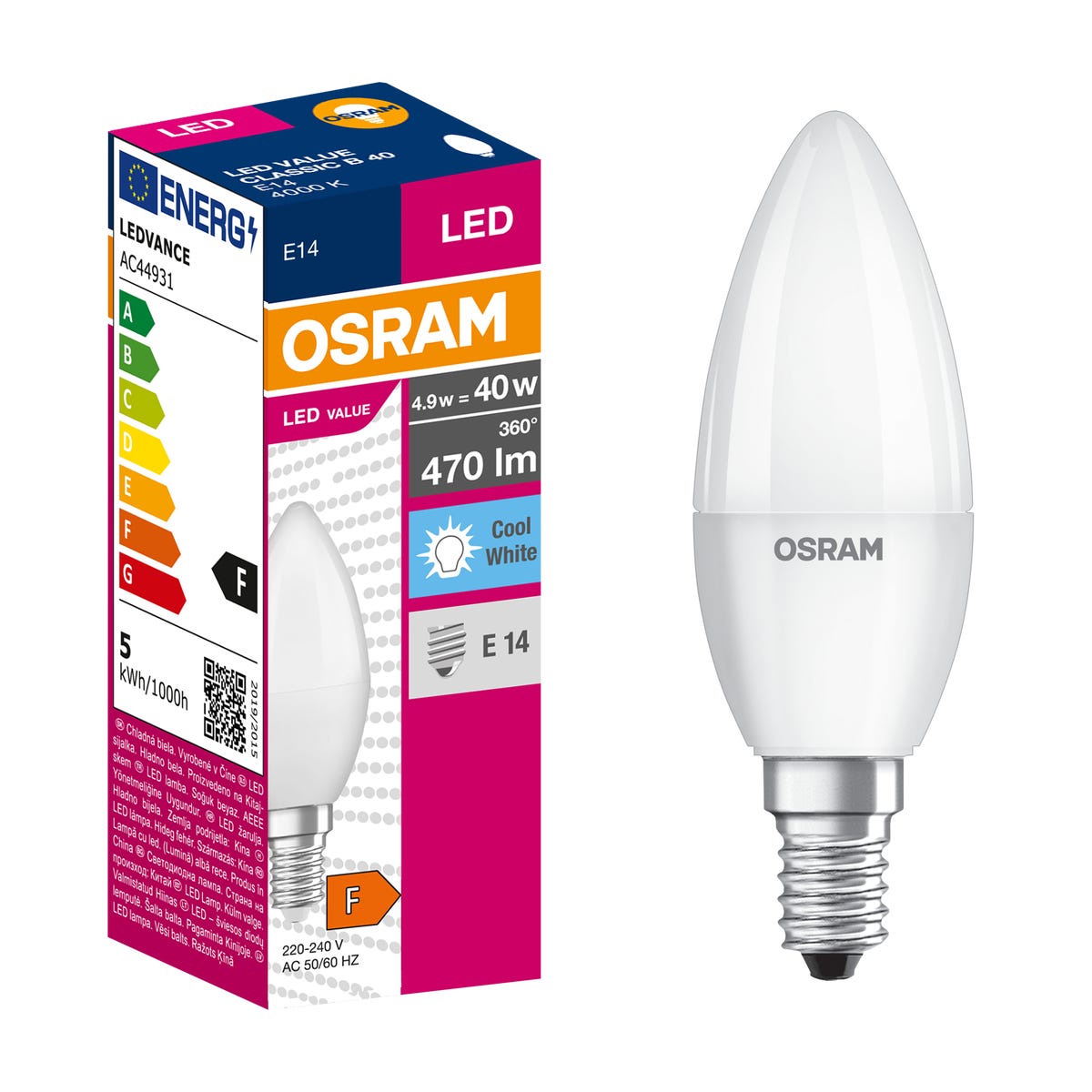 Żarówka LED E14 4,9 W 470 lm Neutralna biel Osram