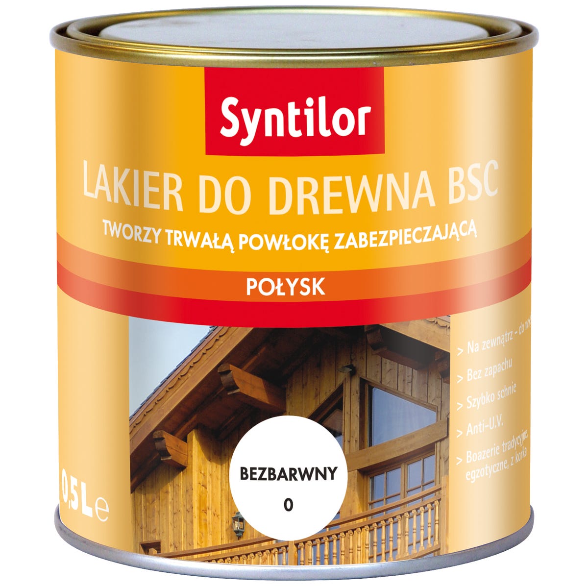 Lakier zewnętrzny do drewna BSC 0.5 l Bezbarwny Połysk SYNTILOR