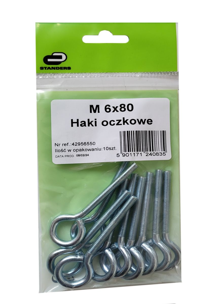 Standers Hak oczkowy 6 x 80 mm 10 szt.