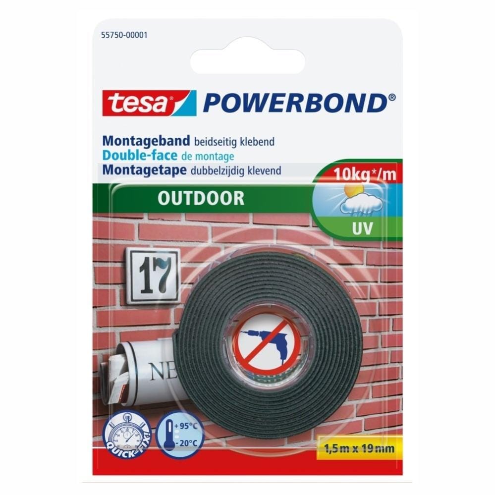 Taśma dwustronna montażowa POWERBOND na zewnątrz 1.5 m x 19 mm TESA