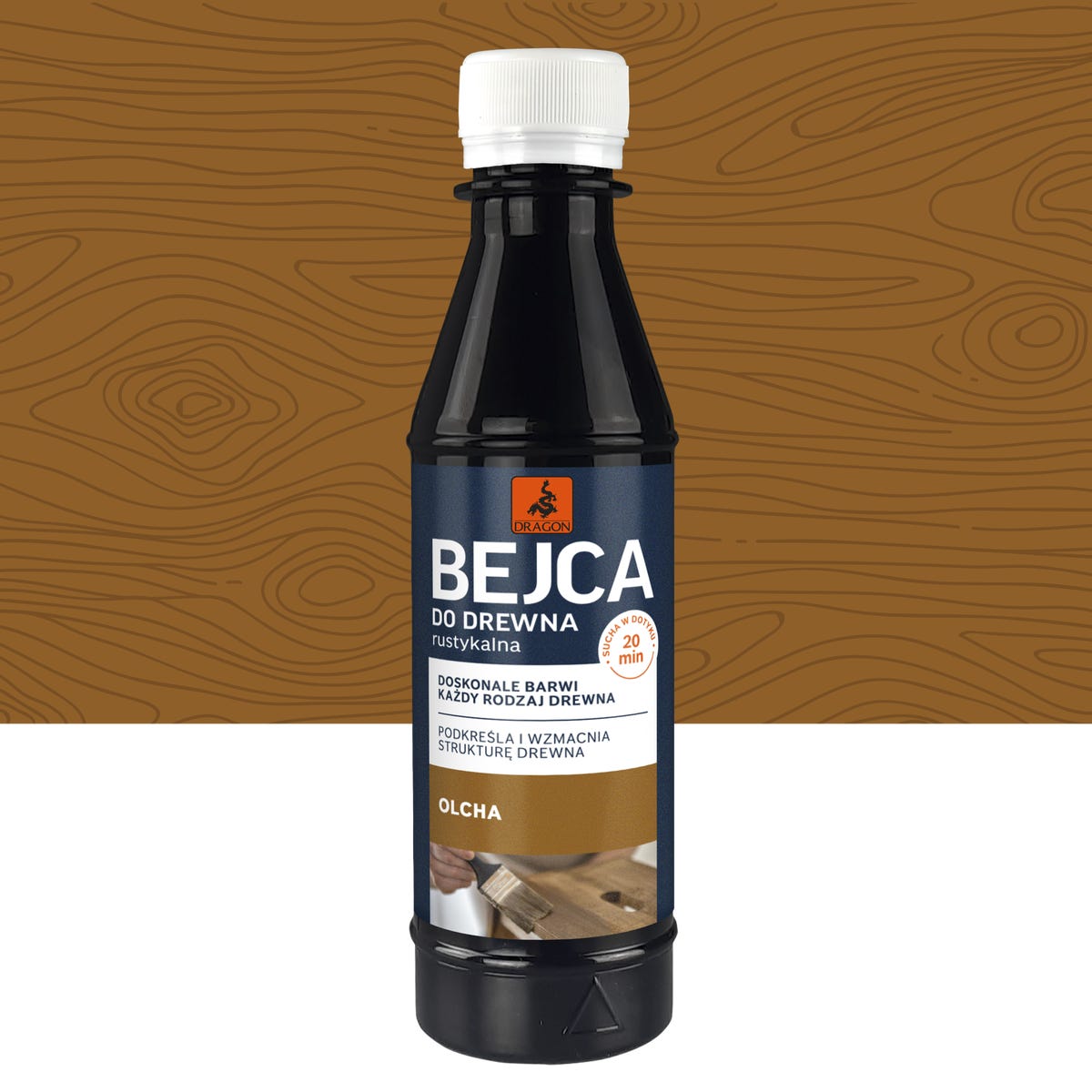 Dragon Rozpuszczalnikowa bejca do drewna RUSTYKALNA 0.2 l Olcha