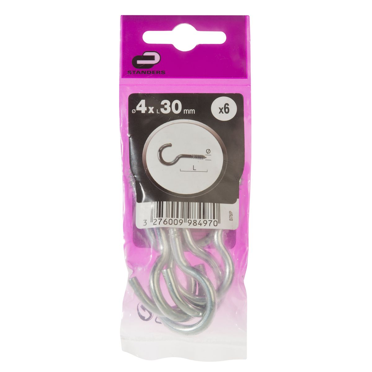 Standers Hak wkręcany otwarty 4 x 30 mm stal ocynkowana 6 szt.