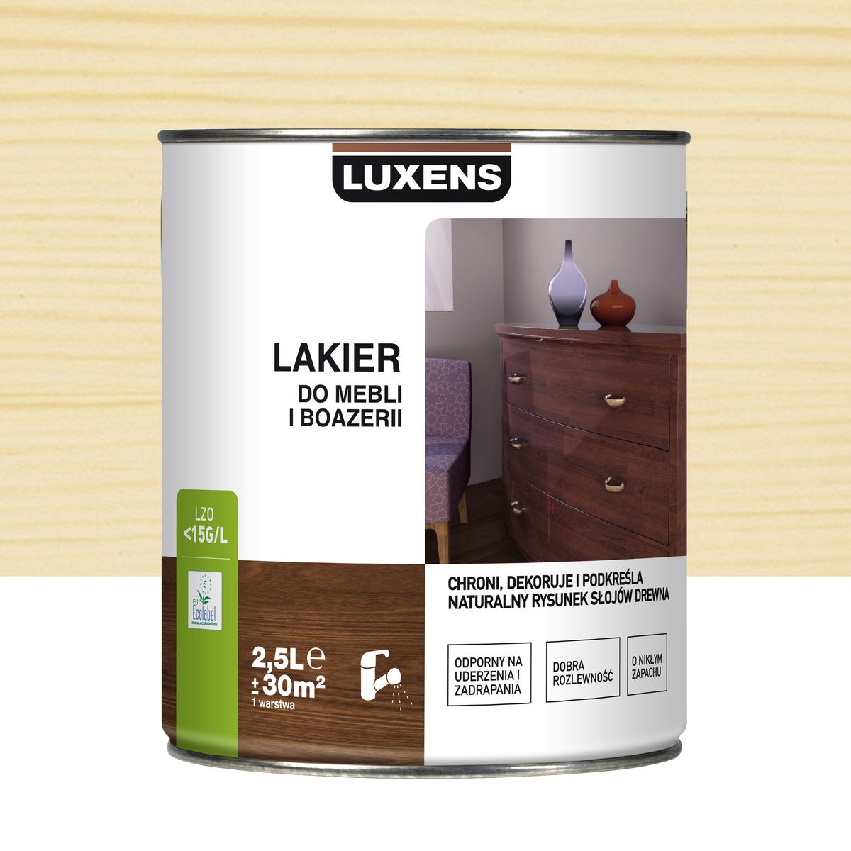 Lakier DO MEBLI I BOAZERII 2.5 l Bezbarwny Satyna LUXENS