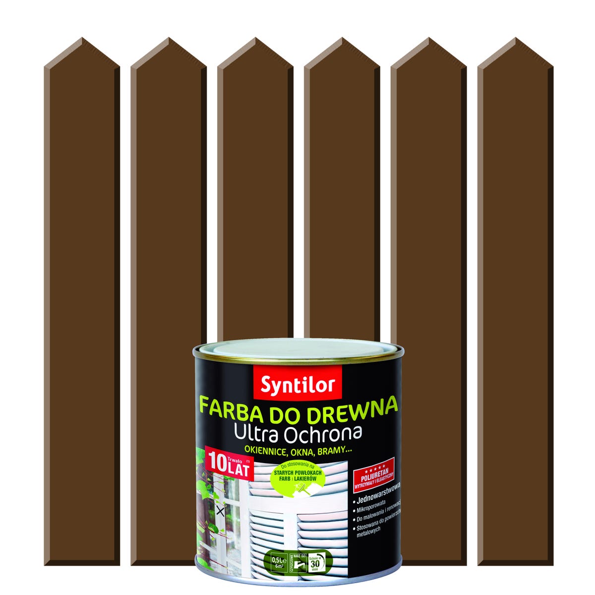 Syntilor Farba do drewna ULTRA OCHRONA 0.5 l Brązowy