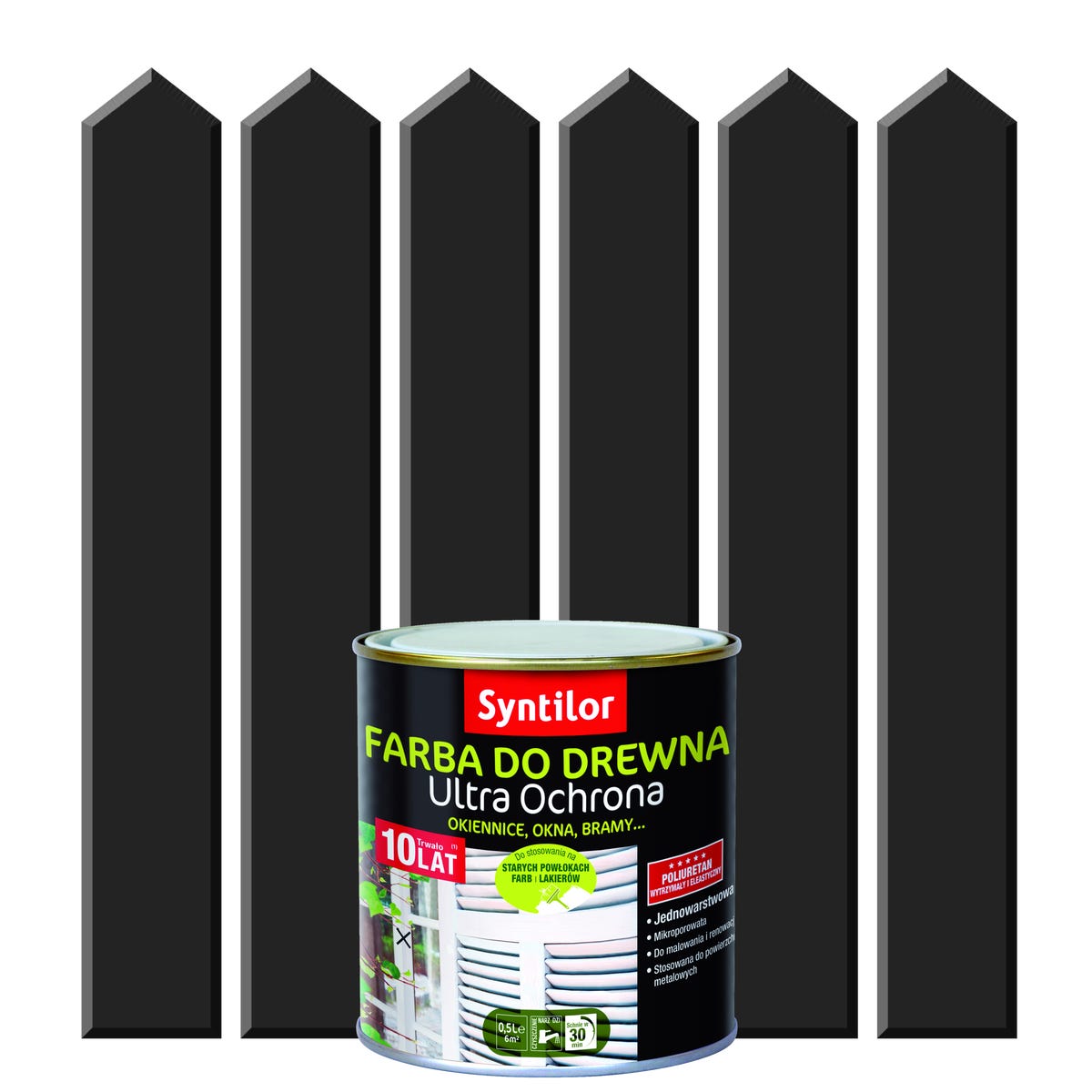 Syntilor Farba do drewna ULTRA OCHRONA 0.5 l Czarny