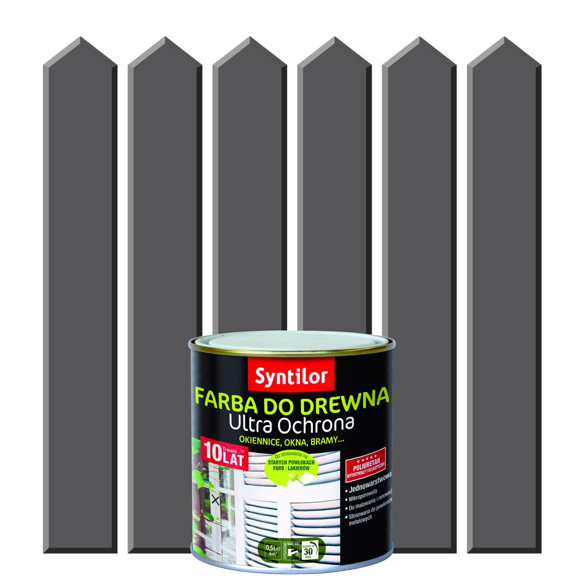Syntilor Farba do drewna ULTRA OCHRONA 0.5 l Ciemnoszary