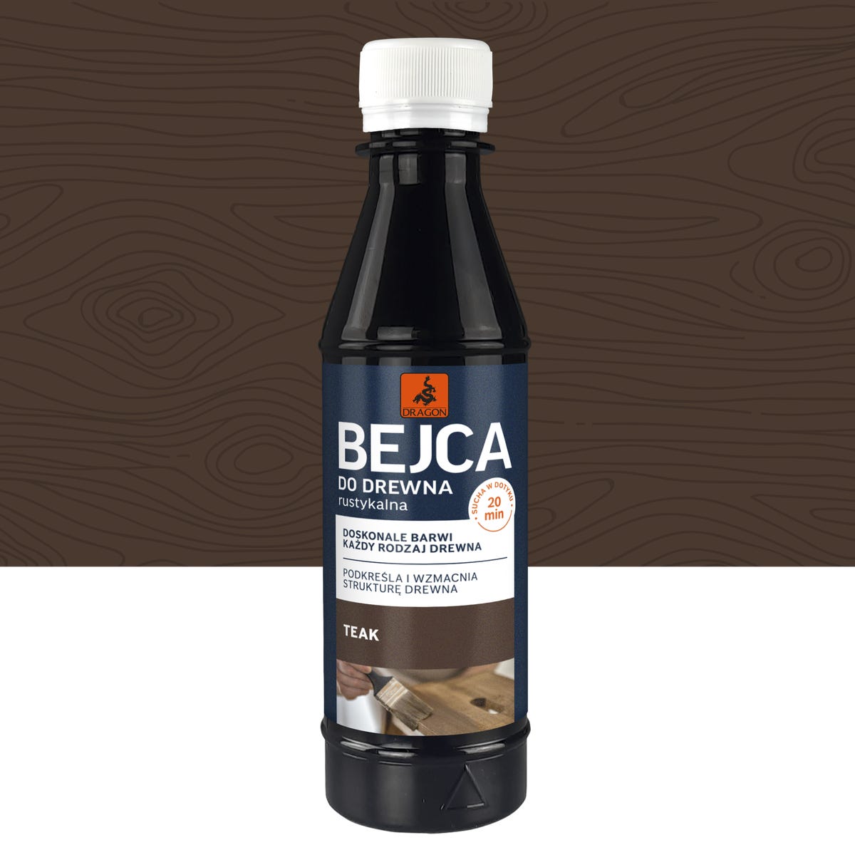 Dragon Rozpuszczalnikowa bejca do drewna RUSTYKALNA 0.2 l Teak