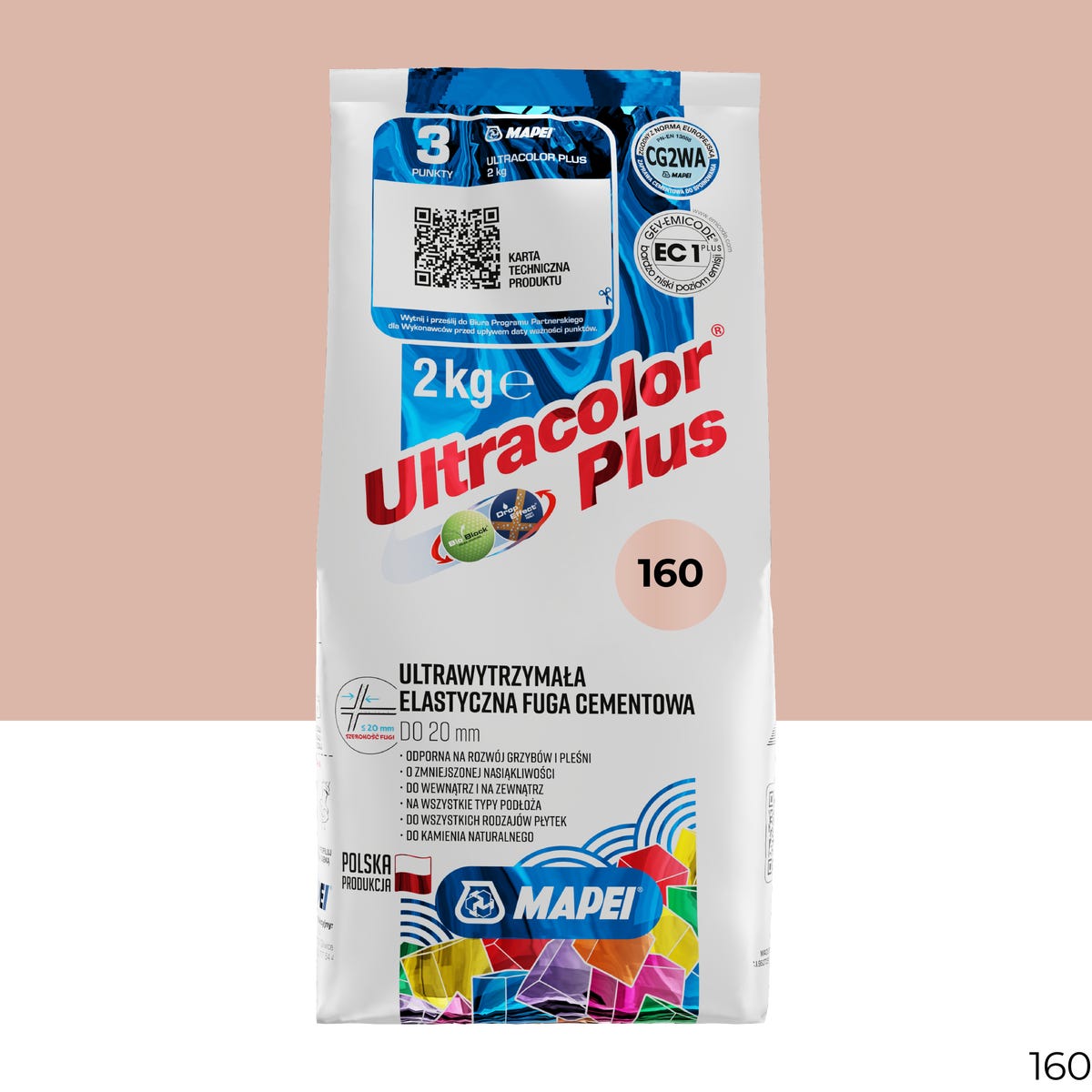 Fuga cementowa Ultracolor 160 magnolia 2 kg Mapei