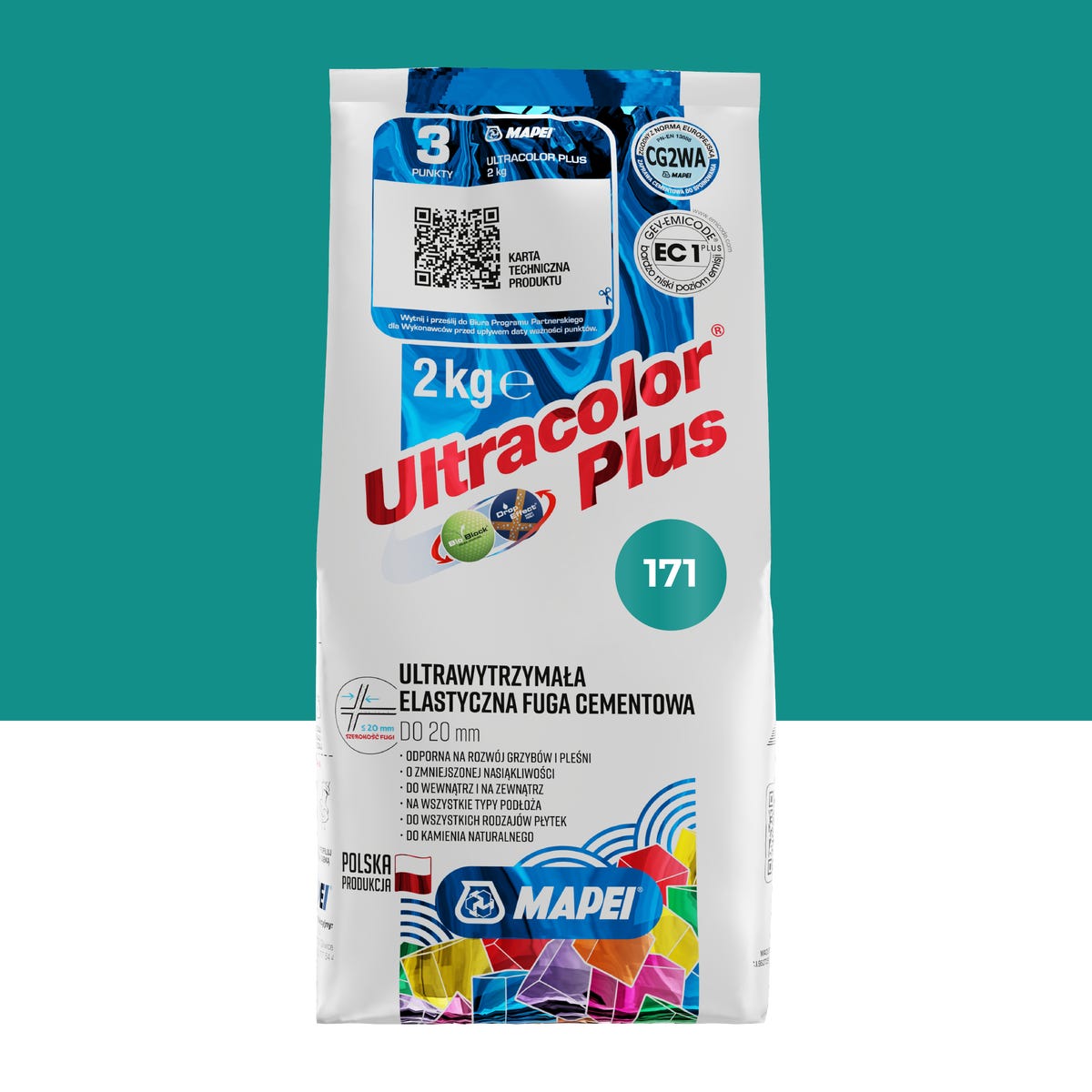 Fuga cementowa Ultracolor 171 turkusowy 2 kg Mapei