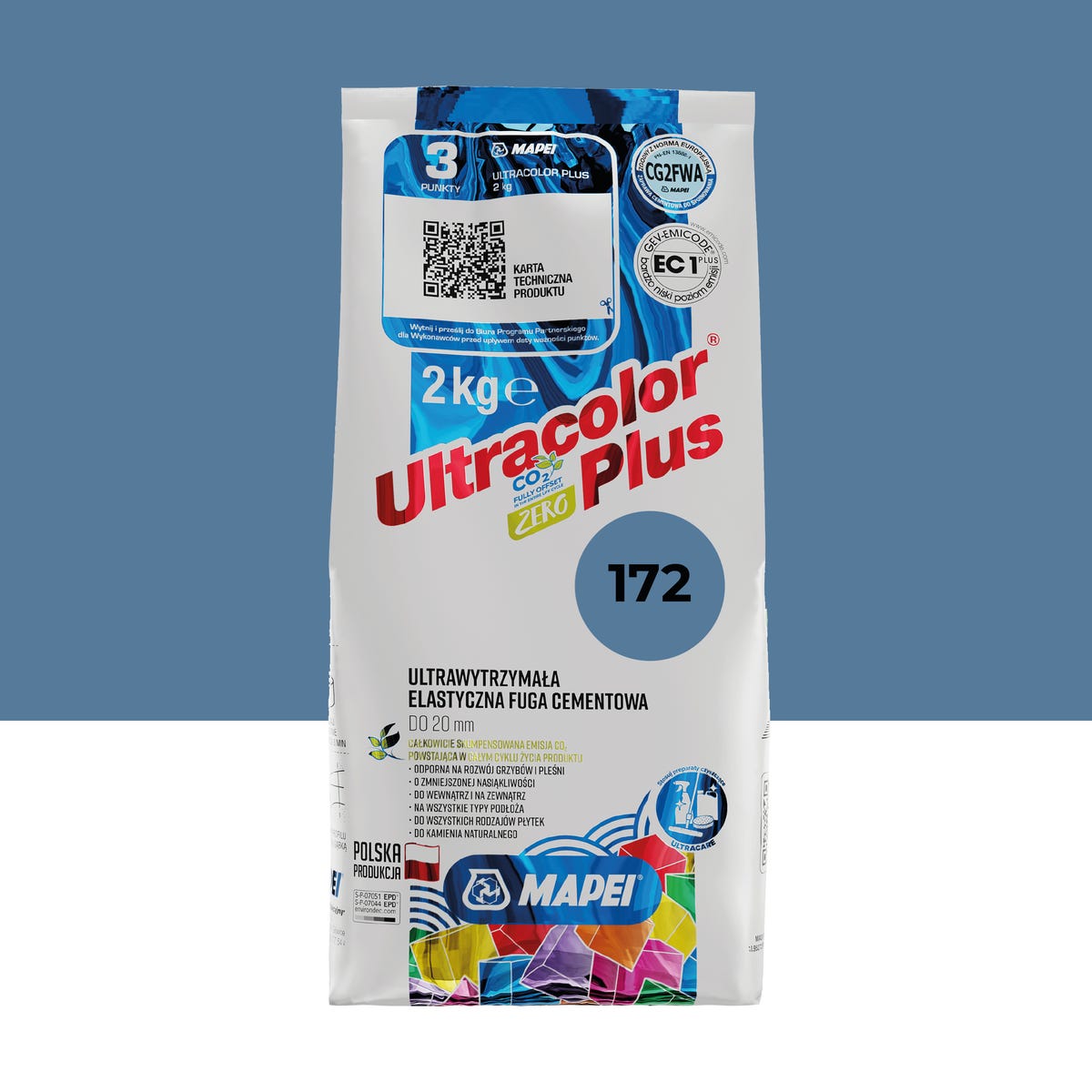 Fuga cementowa Ultracolor 172 niebieski 2 kg Mapei