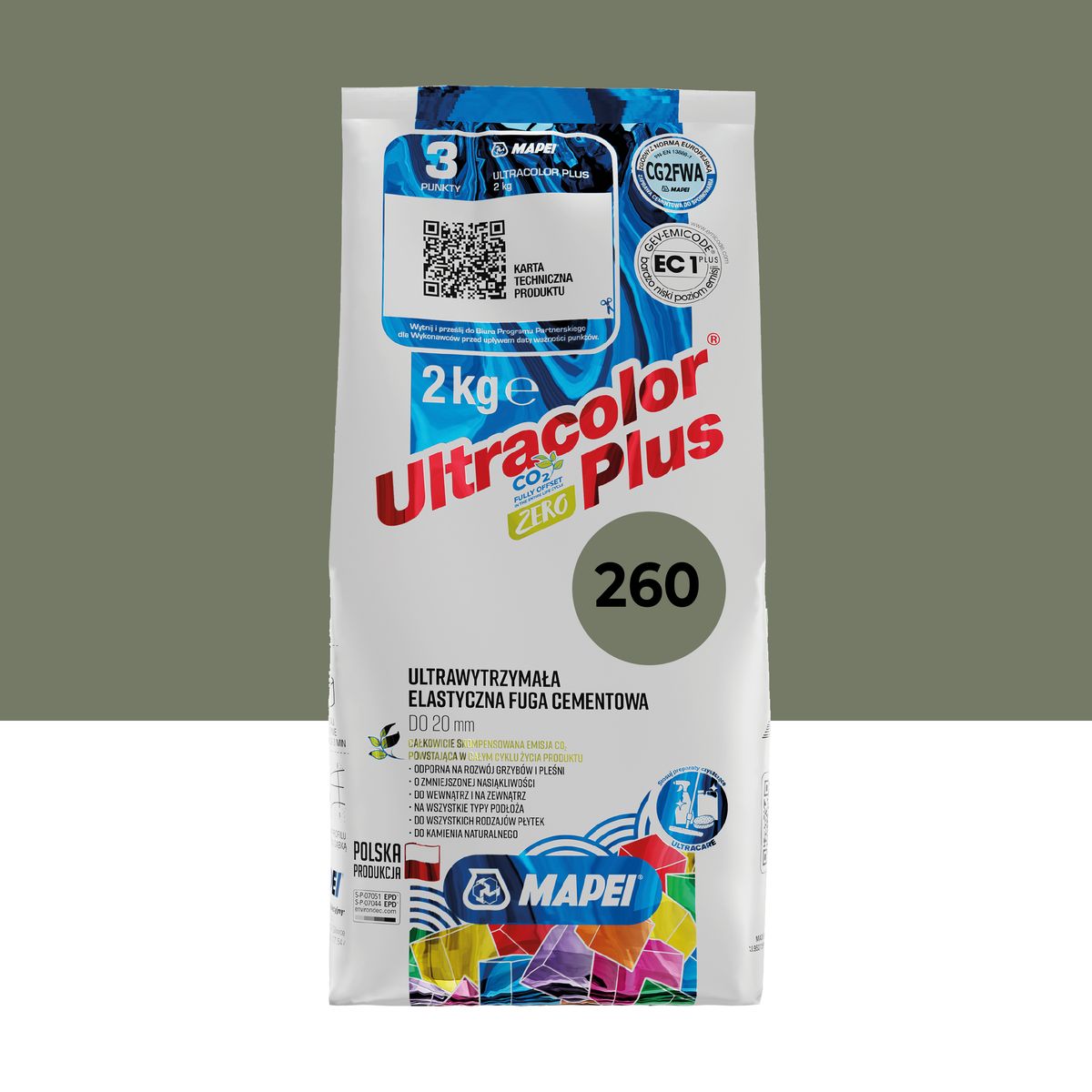 Fuga elastyczna Ultracolor 260 Oliwka 2 kg Mapei