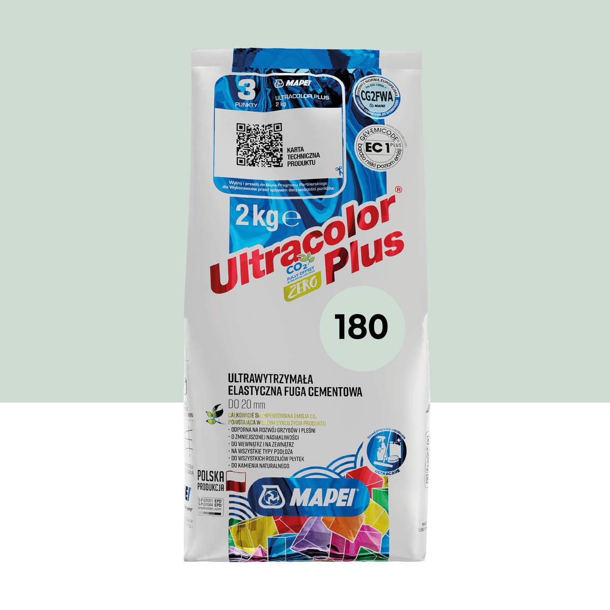 Fuga cementowa Ultracolor 180 miętowy 2 kg Mapei