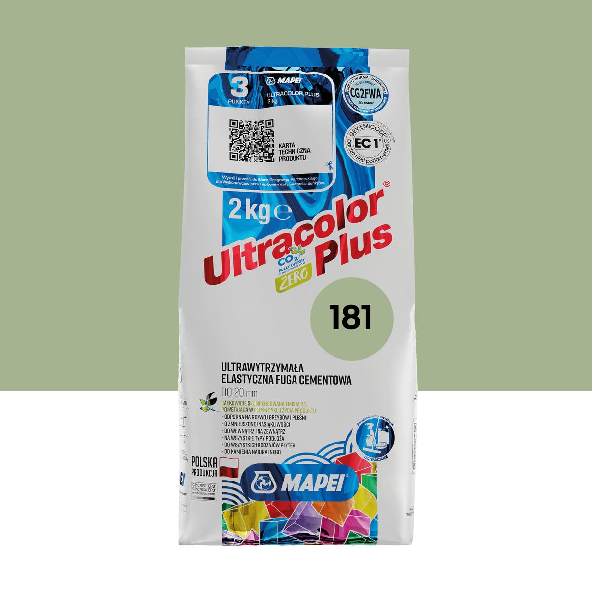 Fuga cementowa Ultracolor 181 zielony 2 kg Mapei