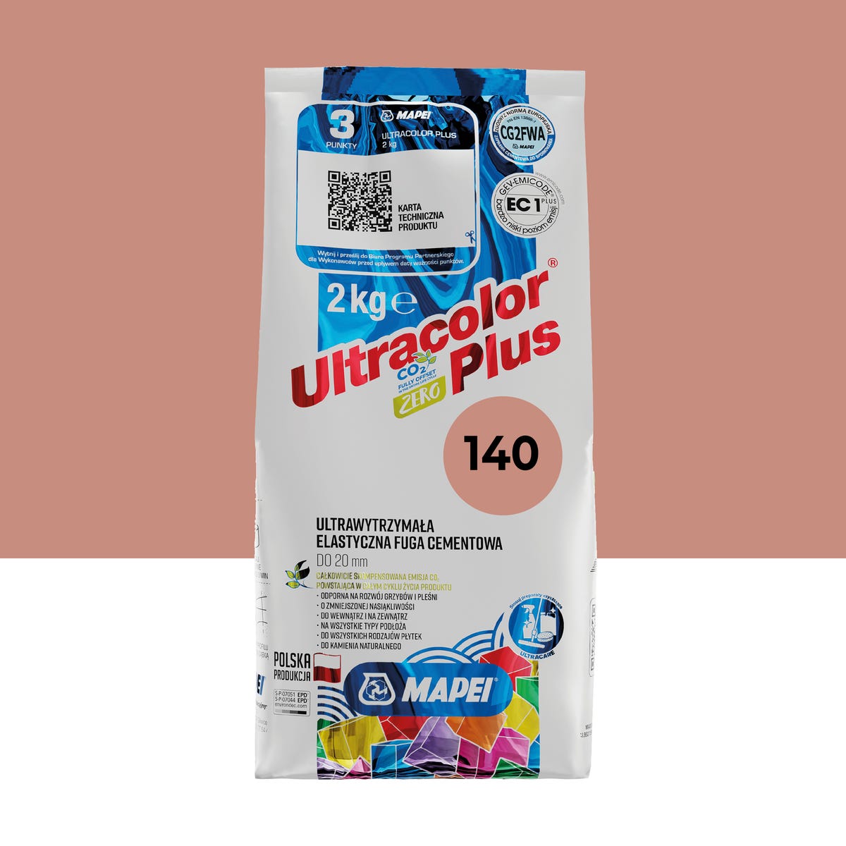 Fuga cementowa Ultracolor 140 koral 2 kg Mapei