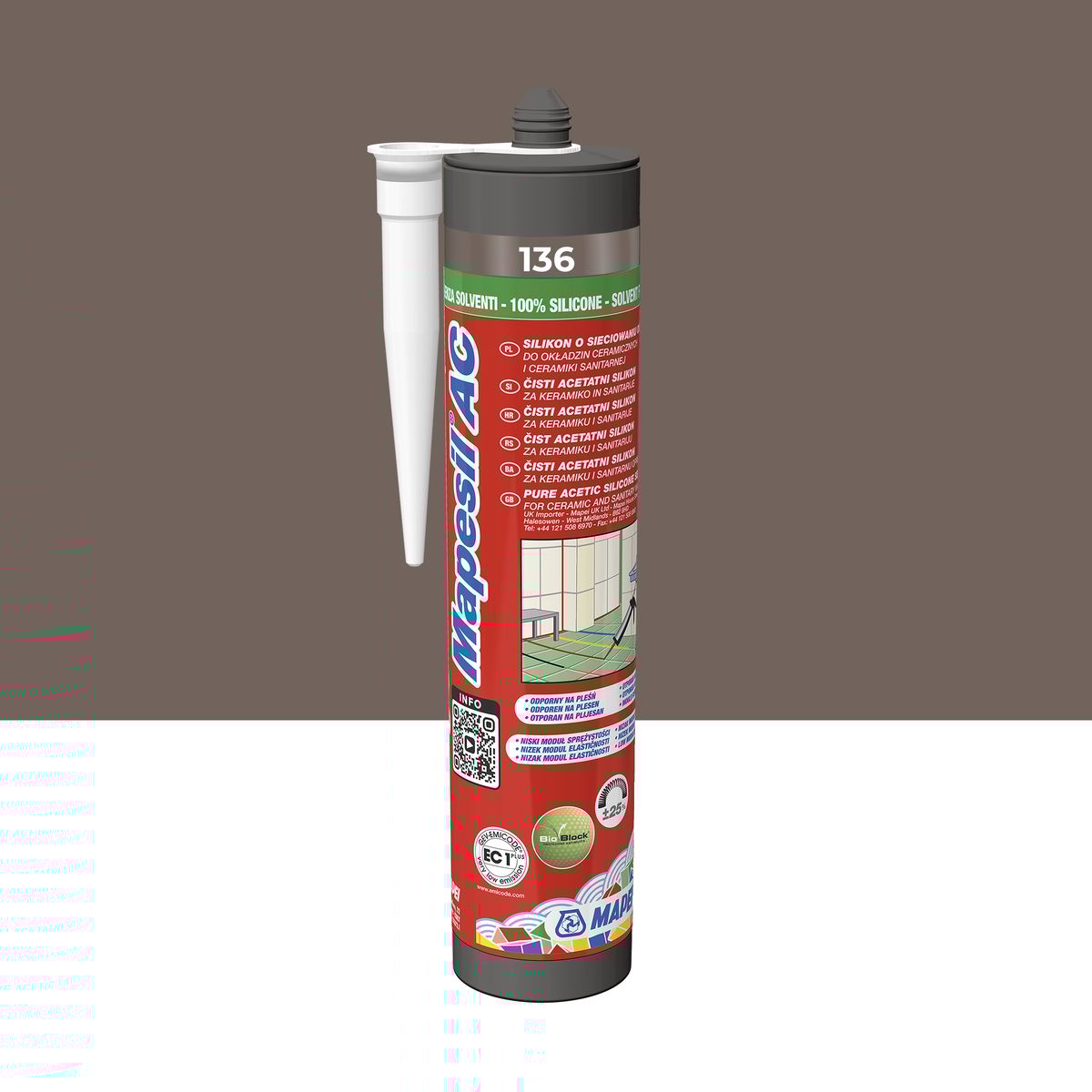 Silikon sanitarny Mapesil AC 143 310 ml Brunatny Mapei