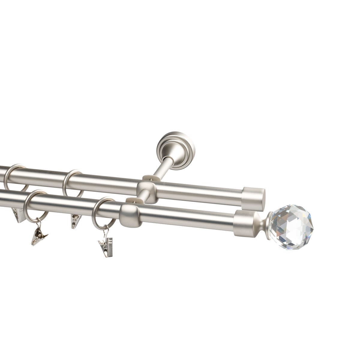 Karnisz Prado Crystal 200 cm podwójny srebrny 19 mm