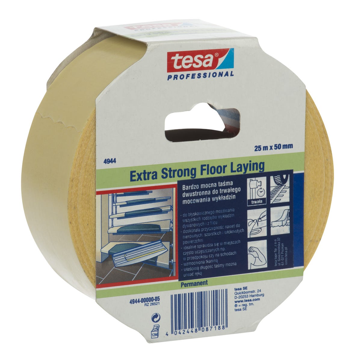 Dwustronna taśma klejąca do wykładzin 50 mm x 25 m Tesa