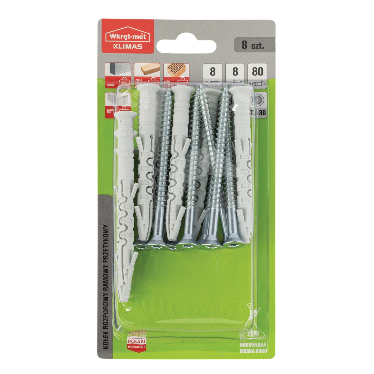 Kołek ramowy Torx 8 x 80 mm 8 szt. Wkręt-met