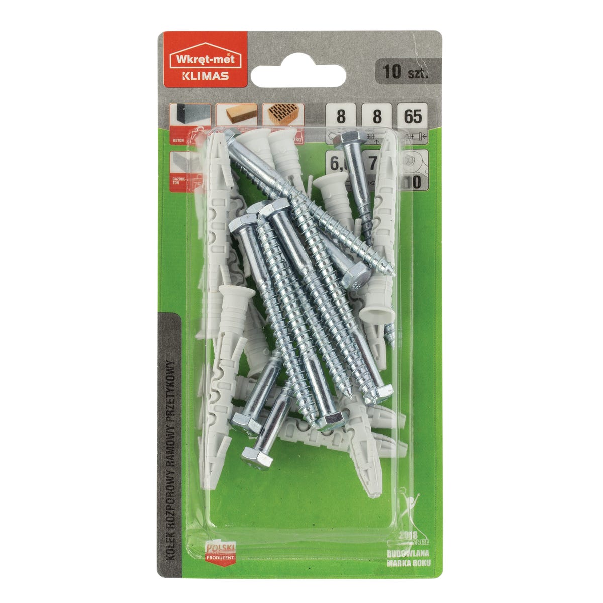Kołek ramowy 8 x 65 mm V4 7031 10 szt. Wkręt-met