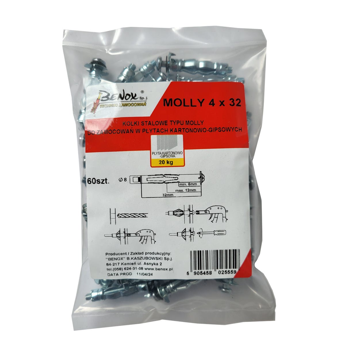 Kołek do GK Molly 4 x 38 mm 60 szt. Wkręt-met