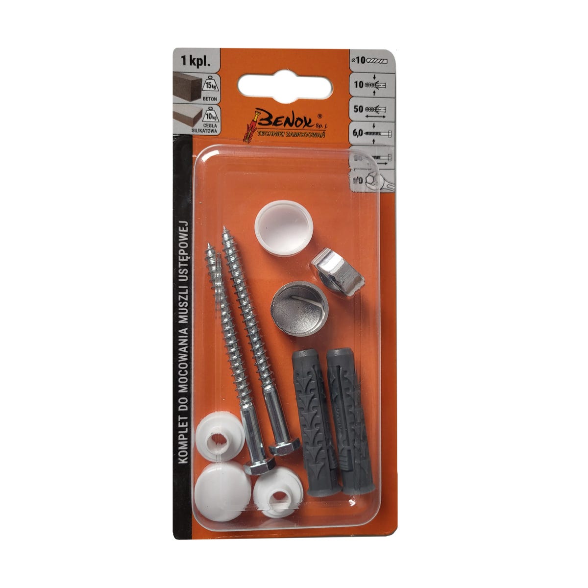 Zestaw kołków do montażu muszli WC 10 x 80 mm 2 szt. Wkręt-met