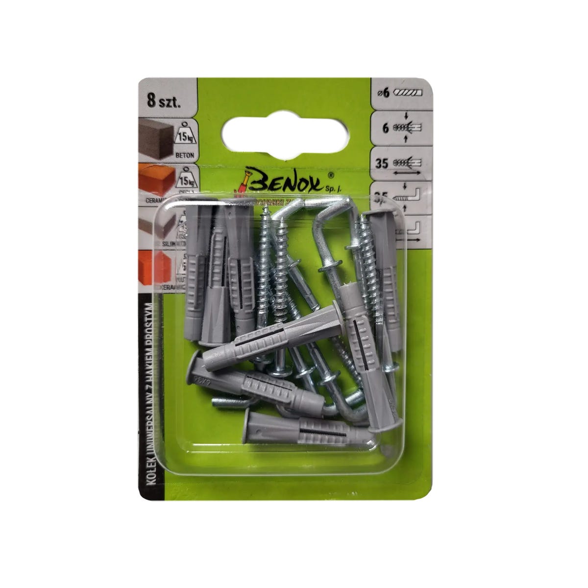 Kołek uniwersalny 6 mm 8 szt. Wkręt-met