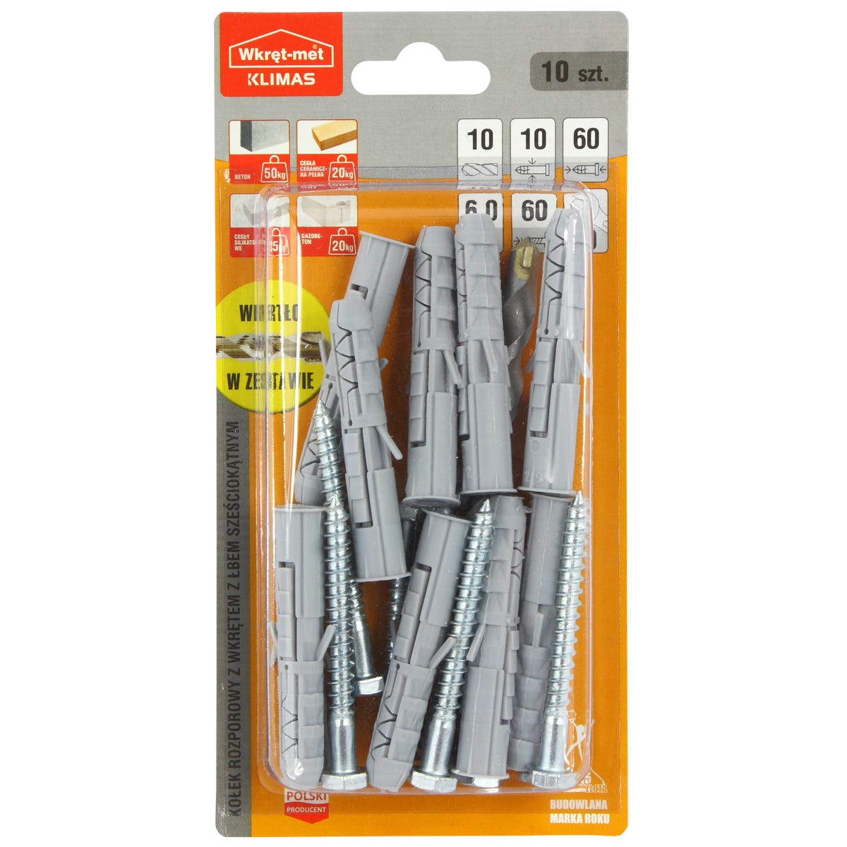 Kołek rozporowy 10 x 60 mm 10 szt. V4_7031 Wkręt-met