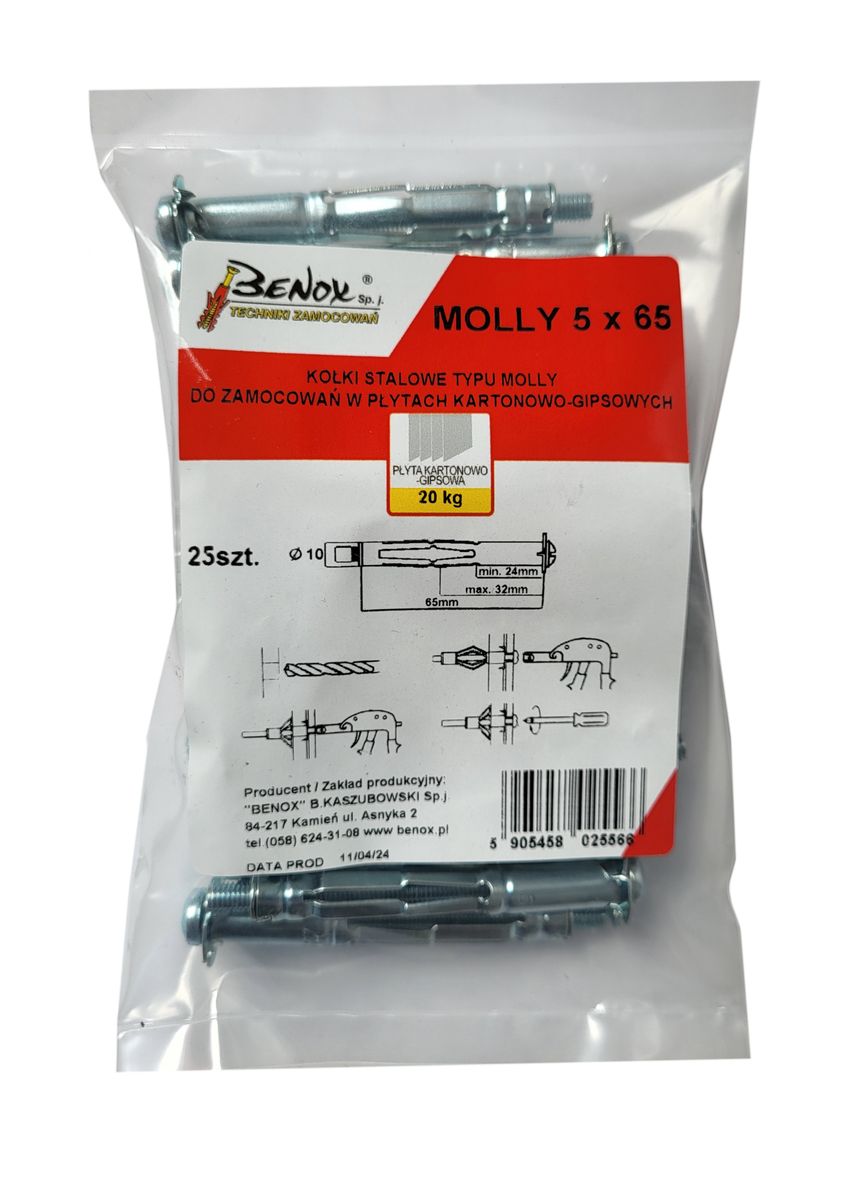 Kołek do GK Molly 5 x 71 mm 25 szt. Wkręt-met