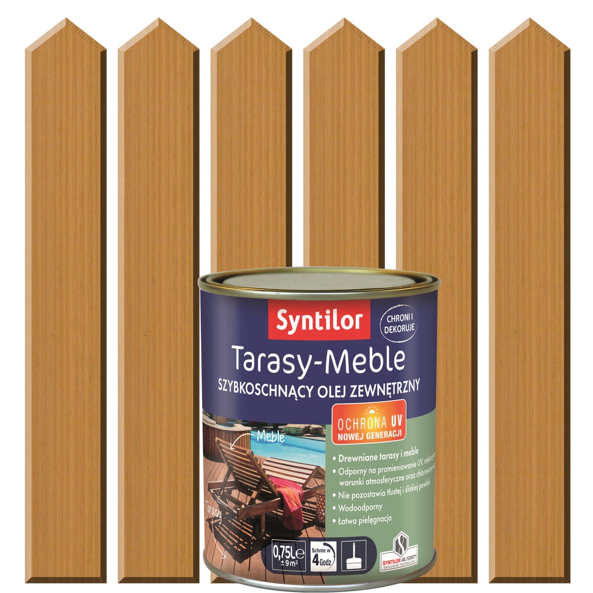 Olej zewnętrzny TARASY-MEBLE szybkoschnący 0.75 l Naturalny SYNTILOR
