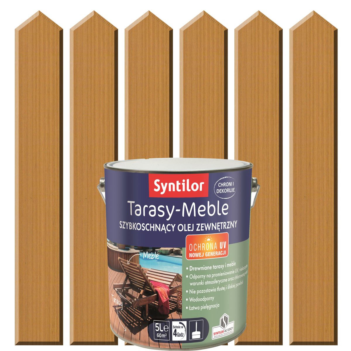 Olej zewnętrzny TARASY-MEBLE szybkoschnący 5 l Naturalny SYNTILOR