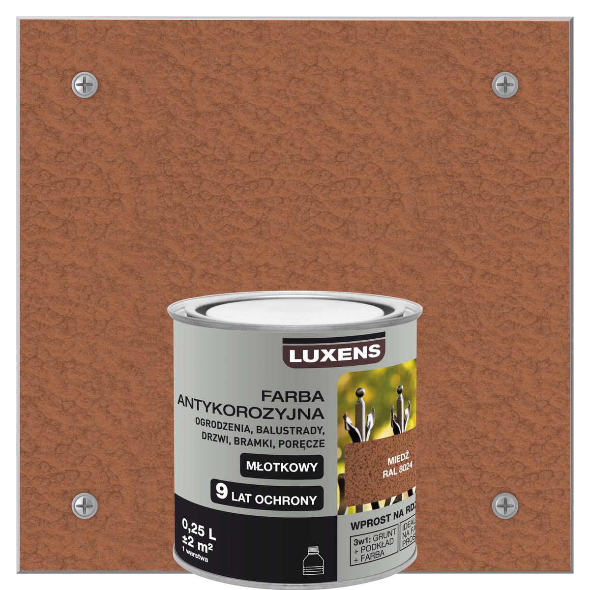 Farba antykorozyjna 0.25 l miedź Młotkowy LUXENS