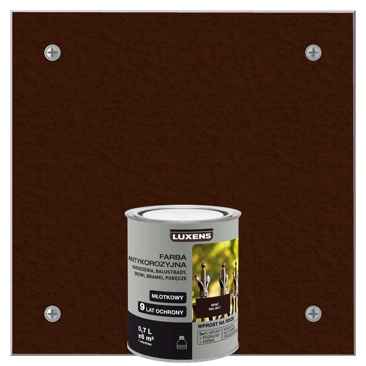 Farba antykorozyjna 0.7 l brąz Młotkowy LUXENS