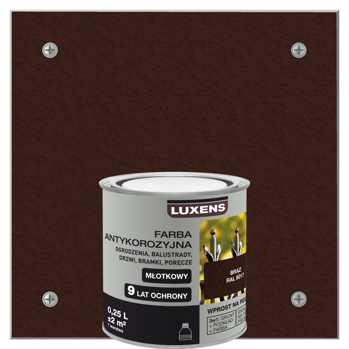 Farba antykorozyjna 0.25 l brąz Młotkowy LUXENS